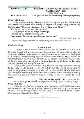 40 Đề luyện thi học sinh giỏi môn Ngữ văn Lớp 9 - Năm học 2017-2018 (Có đáp án)